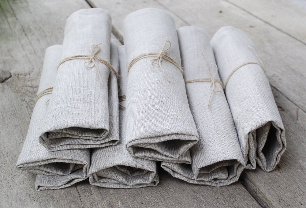 LINEN NAPKINS .SET of 12. Natural Grey . 13"x 13" Made to order.
