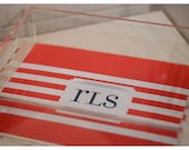 Lucite Serving Tray with Handles - Breton Stripe - Custom Monogram/Personalized