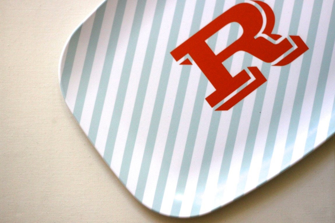 Neapolitan Stripe Custom Melamine Platter - Choose your own Colors and Personalization/Monogram
