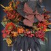CUSTOM ORDER-Halloween Wreath-Fall Autumn Wreath- Primitive Prim Witch Hat n' Boots (New Version w/broom) Petals & Plumes Original Design