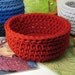 Crochet Bowl made using Recycled T shirt yarn - Red