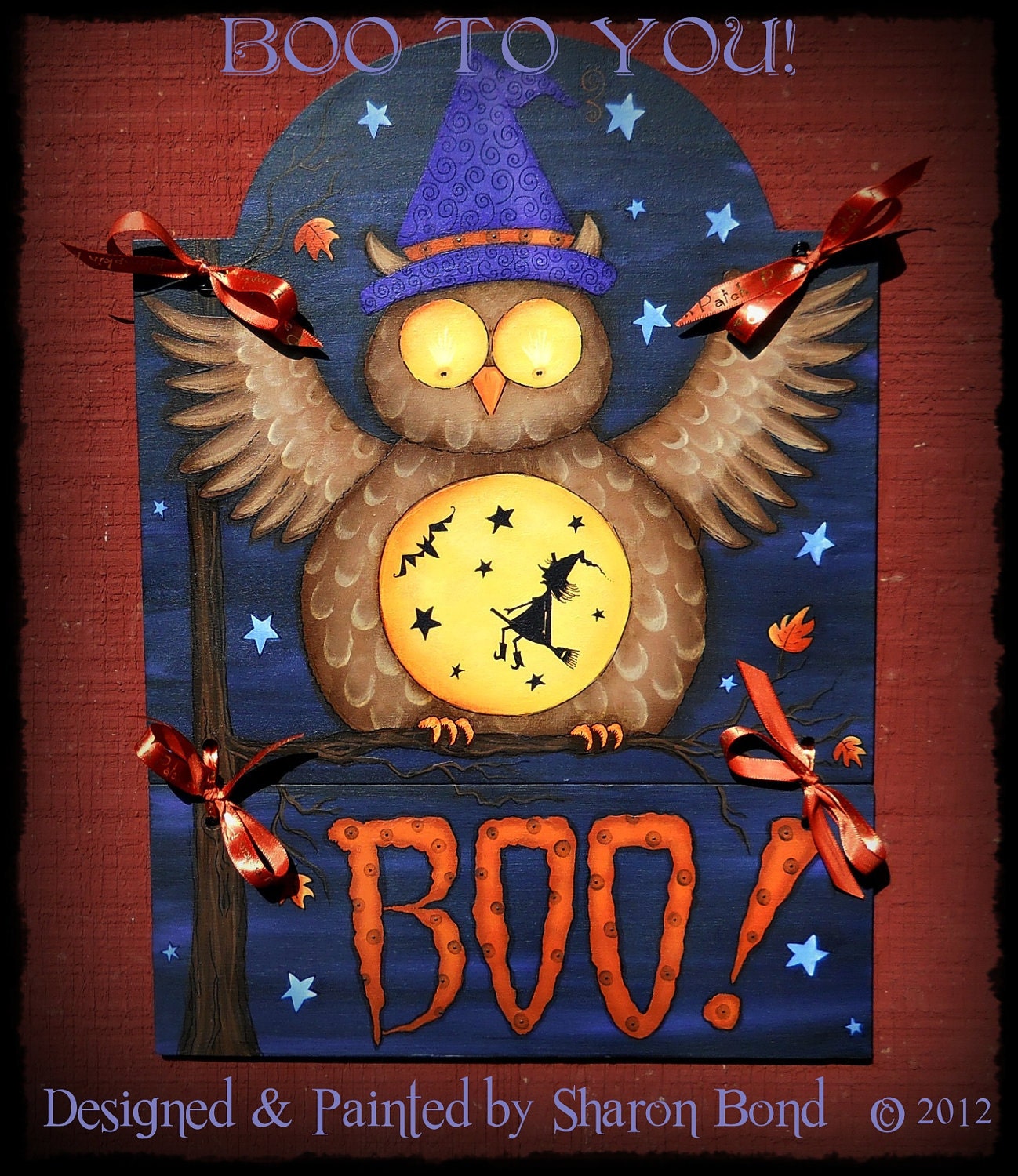 E PATTERN - BOO HOOT - Witchy Owl Fun for Halloween - Designed & Painted by me, Sharon Bond