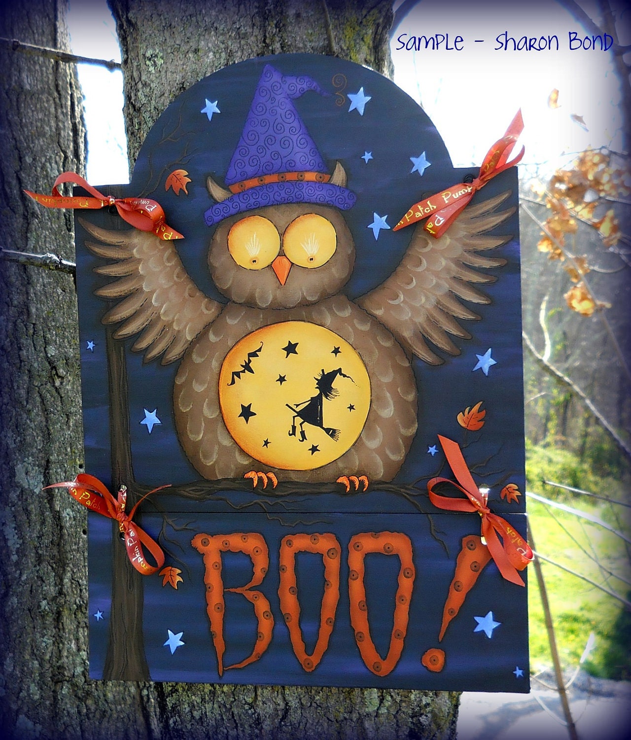 E PATTERN - BOO HOOT - Witchy Owl Fun for Halloween - Designed & Painted by me, Sharon Bond