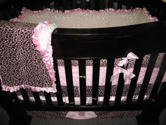 Pink Leopard Baby Bedding Set 4 Piece Crib Bedding Set