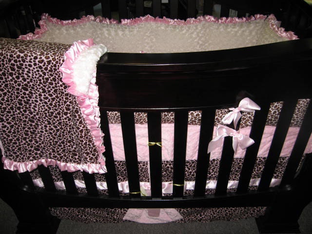 Pink Leopard Baby Bedding Set 4 Piece Crib Bedding Set