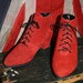 RED Suede Booties - Lace-Up Granny Shoes - High Heel - Women's 8 - 1980s - VINTAGE
