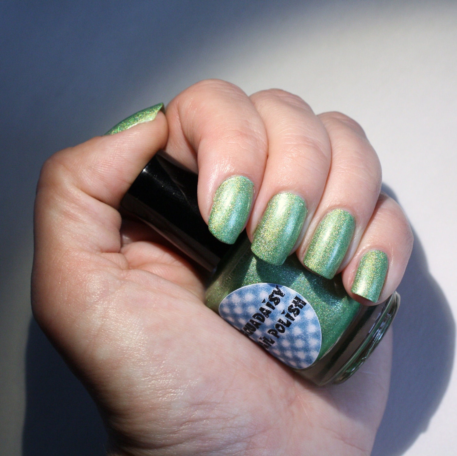 Green Holographic nail polish Martian Madness