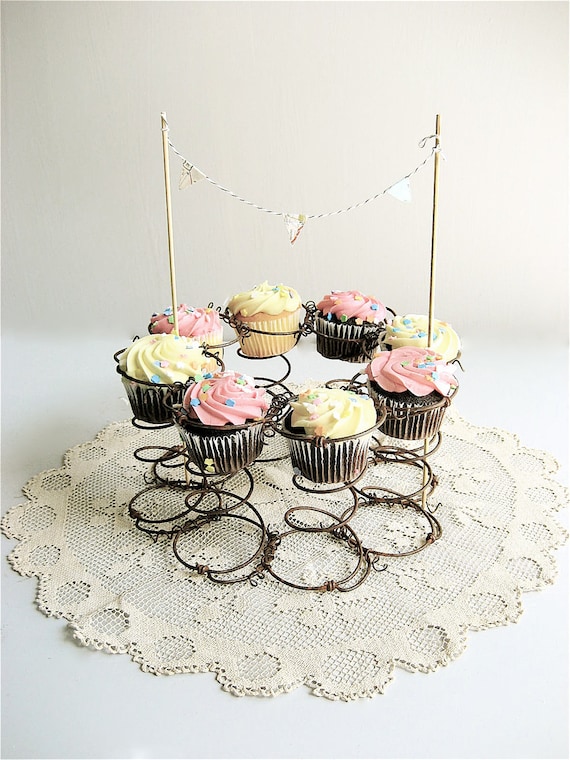 Metal  cupcake Cupcake Vintage lovintagefinds Stand Repurposed Spring by holders vintage