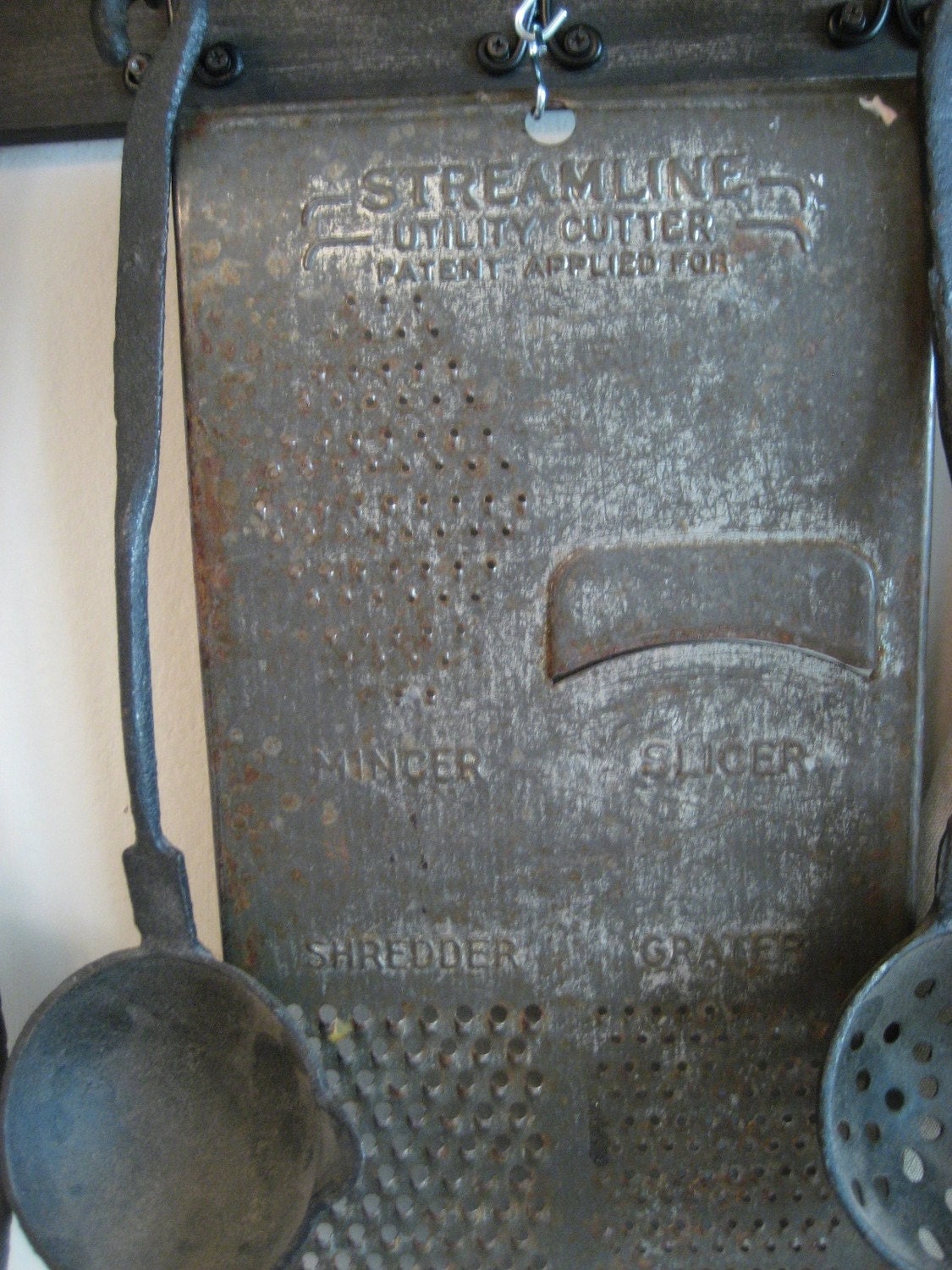 Reserved   Vintage Kitchen Utensils and Shelf