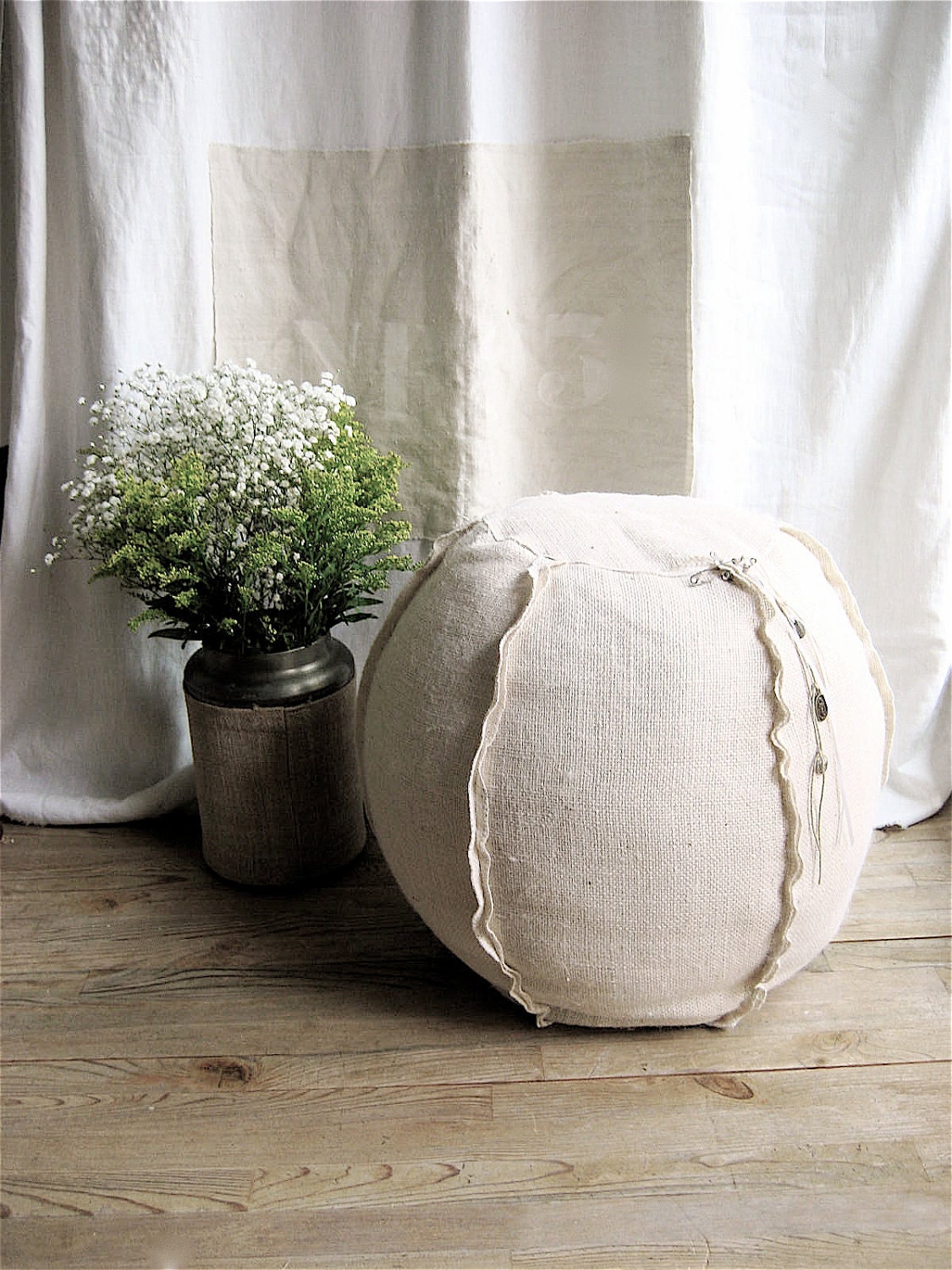 Burlap Pouf/Ottoman