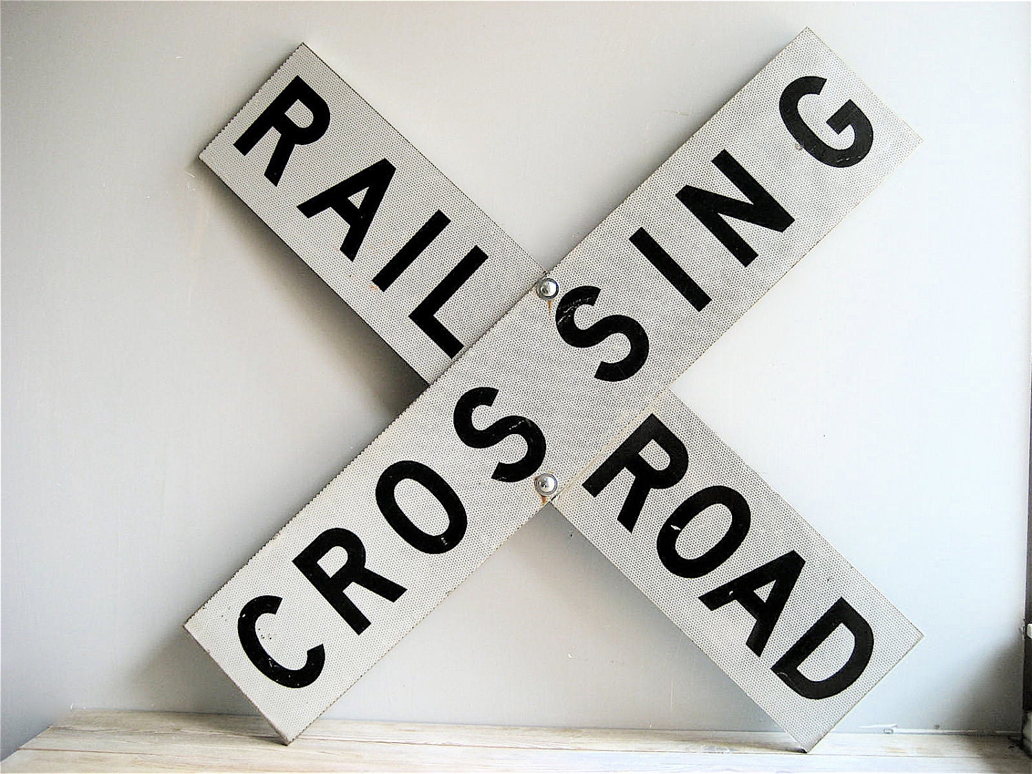 Large Vintage Metal Railroad Crossing Sign