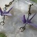 Origami Paper Crane Earrings Purple Shimmer