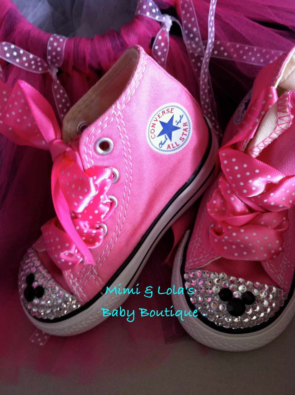 Mickey Mouse / Minnie Mouse High Top Trendy Bling Converse