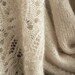 Knitted silk and mohair summer lace scarf in cream beige ecru colour