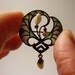 German Jugendstil Art Nouveau Heinrich Levinger Karl Hermann Depose Silver Plique-à-jour Plique a Jour Ginkgo Gingko Leaf Brooch Pin Pearl