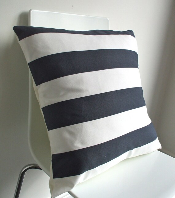 Navy & White Nautical Striped Cushion by DressandSpoon on Etsy