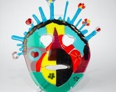 MASK-"summer love" fused glass handmade by DALIT-GLASS dalitglass