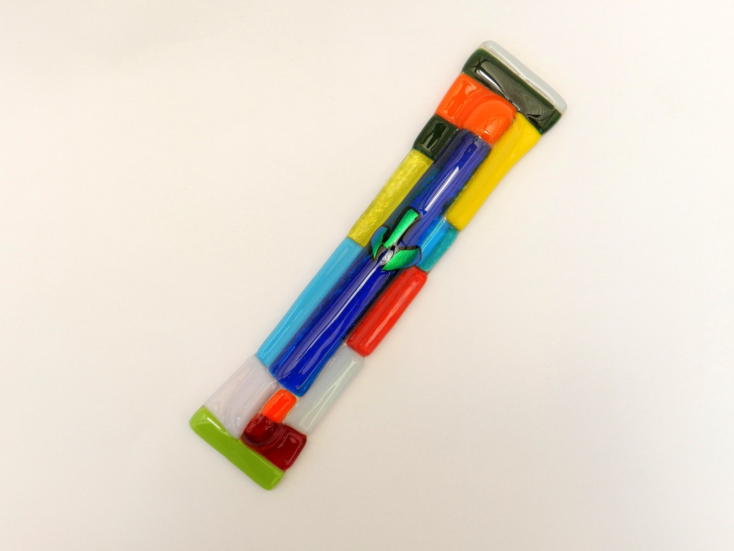 Fussed glass handmade LONG Mezuzah mezuza by Dalit Glass