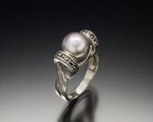 Pearl and Marcasite Sterling silver ring