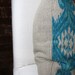 Bright Blue Ikat Hand Print on Natural Taupe Linen - Pillow Cover - 20"x20"