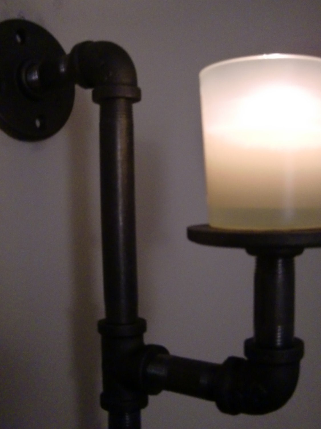 Pair of Handmade Industrial Style Candle Holder Sconces