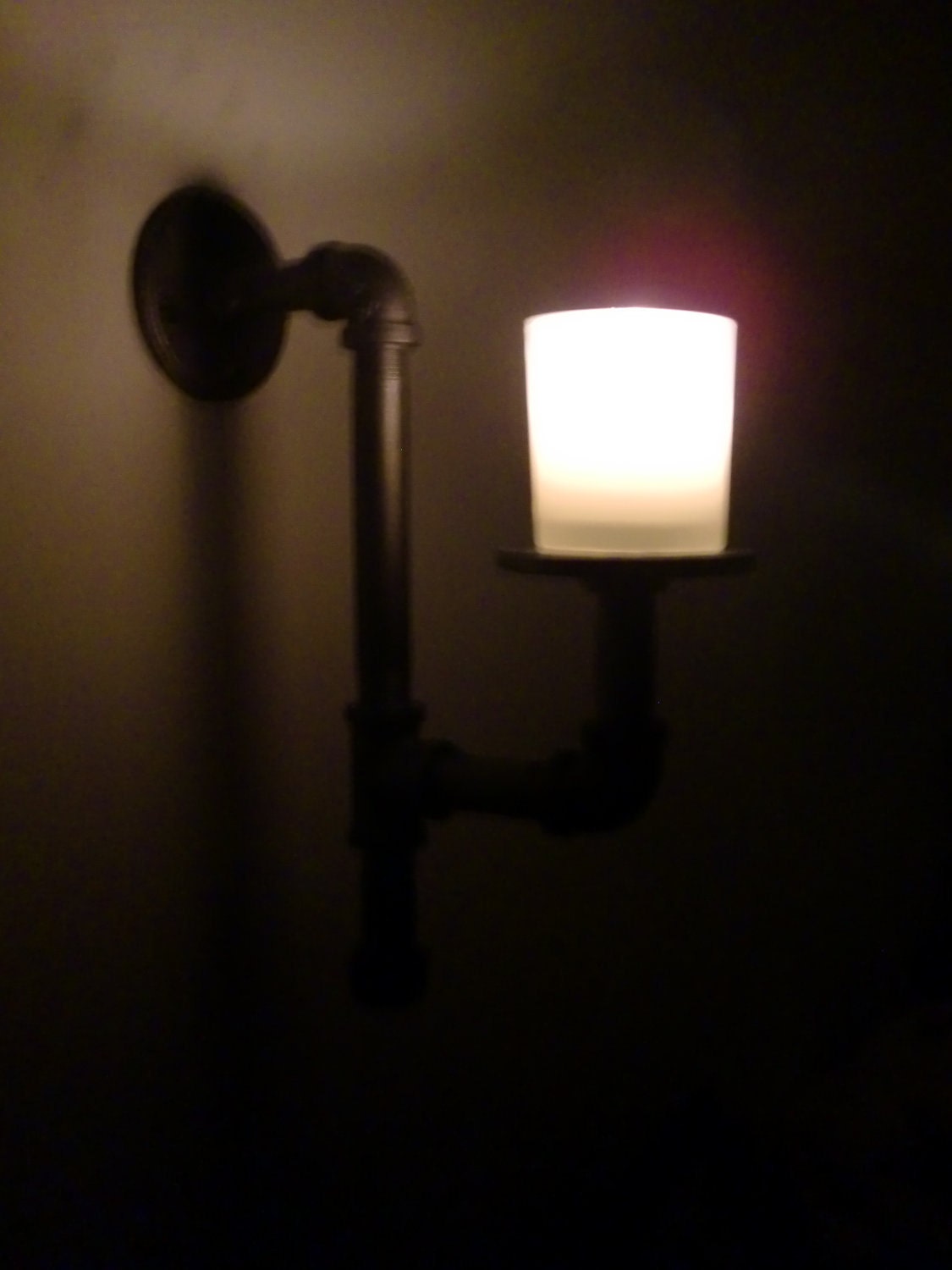 Pair of Handmade Industrial Style Candle Holder Sconces
