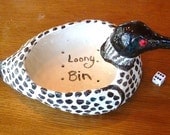 Loon Planter Hand made in USA from a lump of clay Can also be used as a bowl without the drain holes