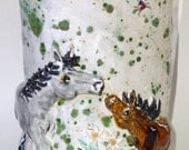 Horse Vase Mare & Colt  Handmade in USA (A mother and child reunion)  Totally unique ooak