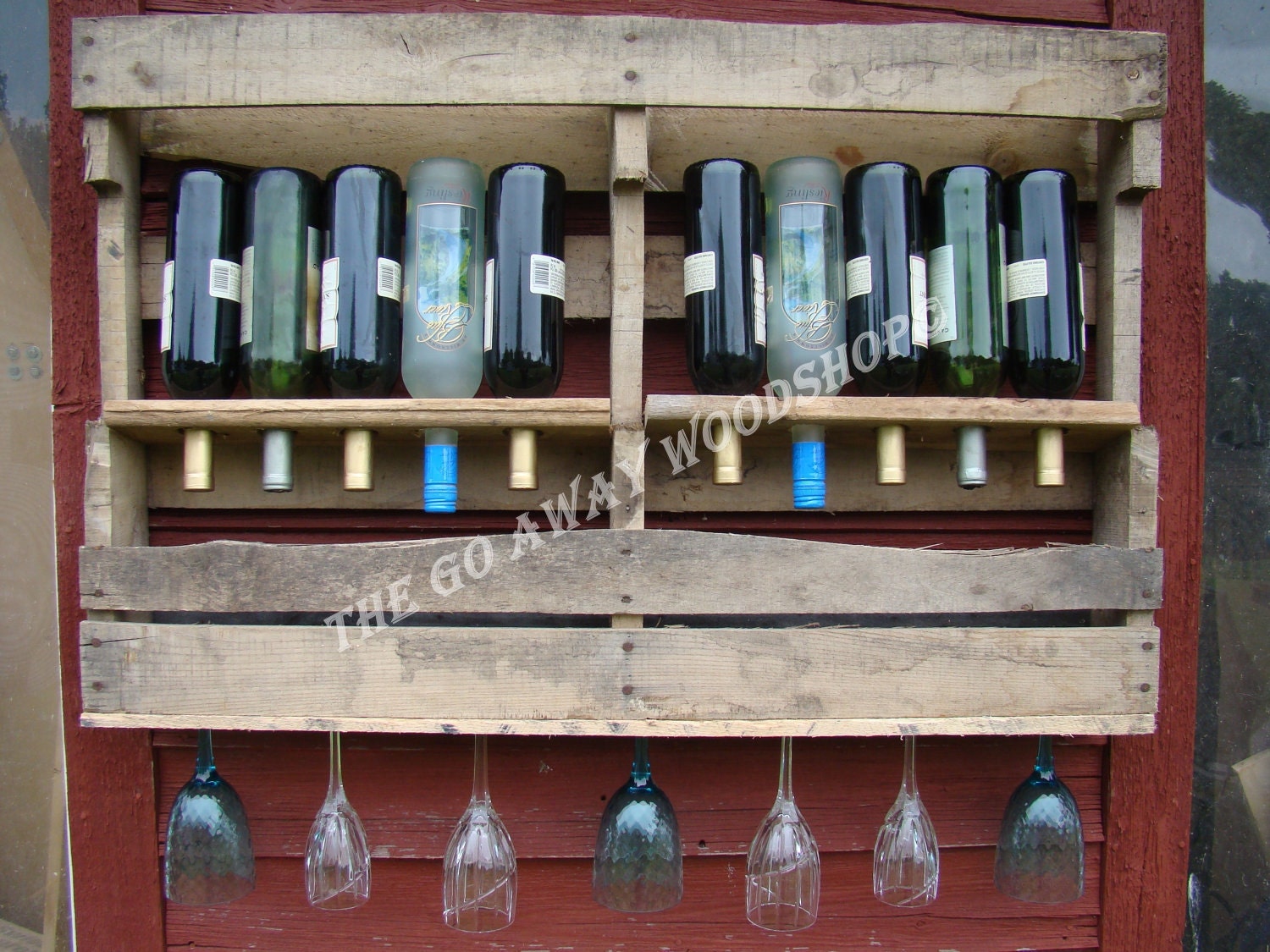Recycled wine and stemware rack