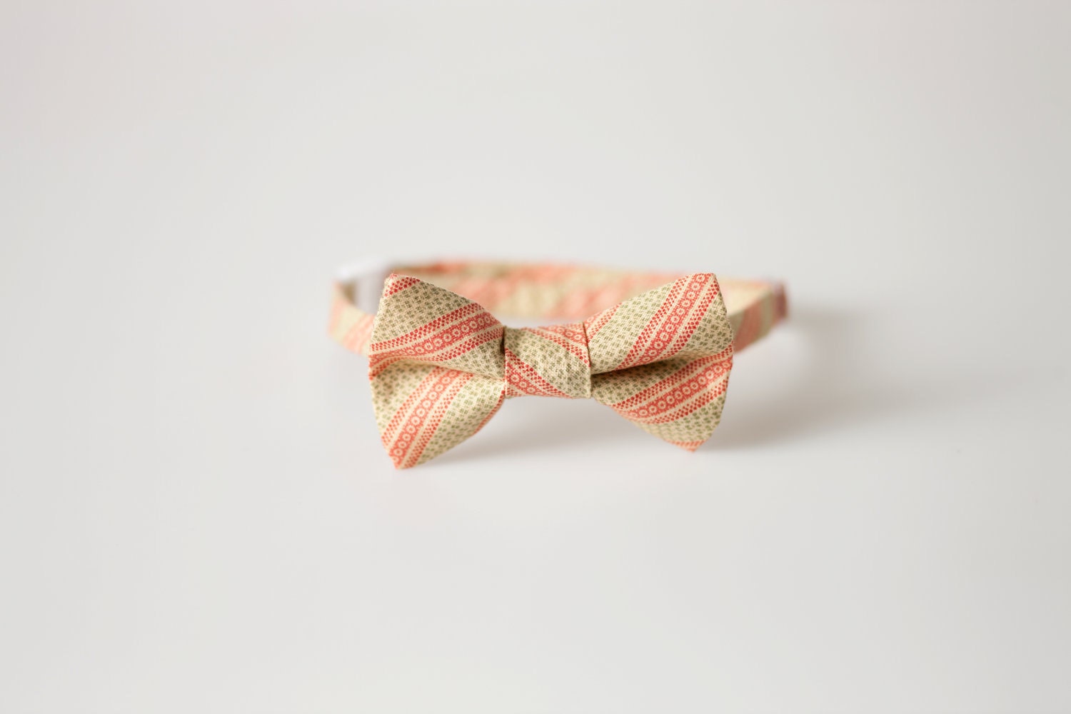 Baby Bowtie - Cream with Green and Red Stripes