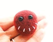 Maroon Felt Face Brooch - Needle Felted Felt Pheeple Face Pin