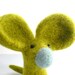 Green Felt Mouse - Needle Felted Light Olive Mouse Sculpture