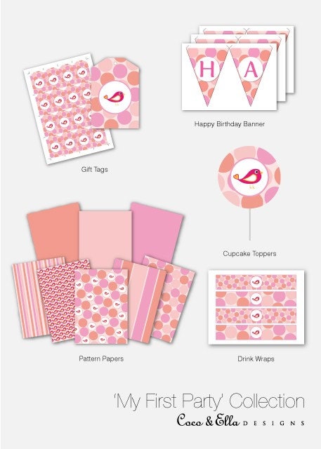 Printable Birthday Party Collection - 'My First Party' Il_570xn