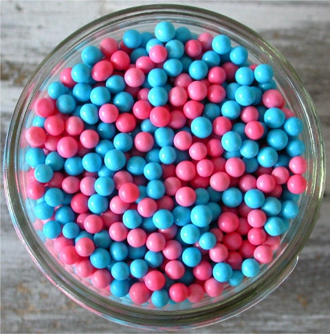Sugar Pearls Pink and Blue Edible Sprinkles for cupcakes, birthday cake