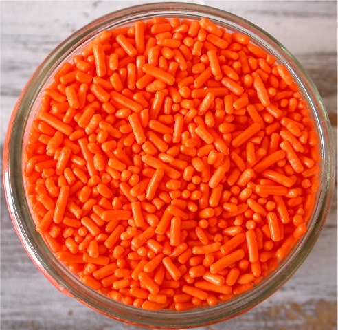 Sprinkles: Orange Jimmies for cupcakes, cake pops, cookies, cake decorating - 3 oz