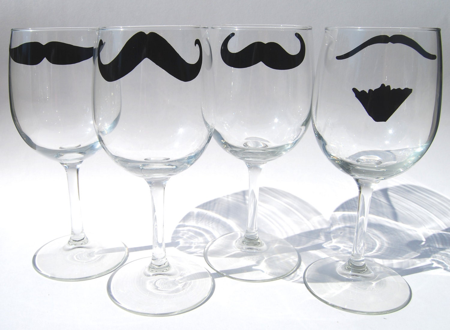 Mustache Wine Glass  - Set of Four - select from eight different styles