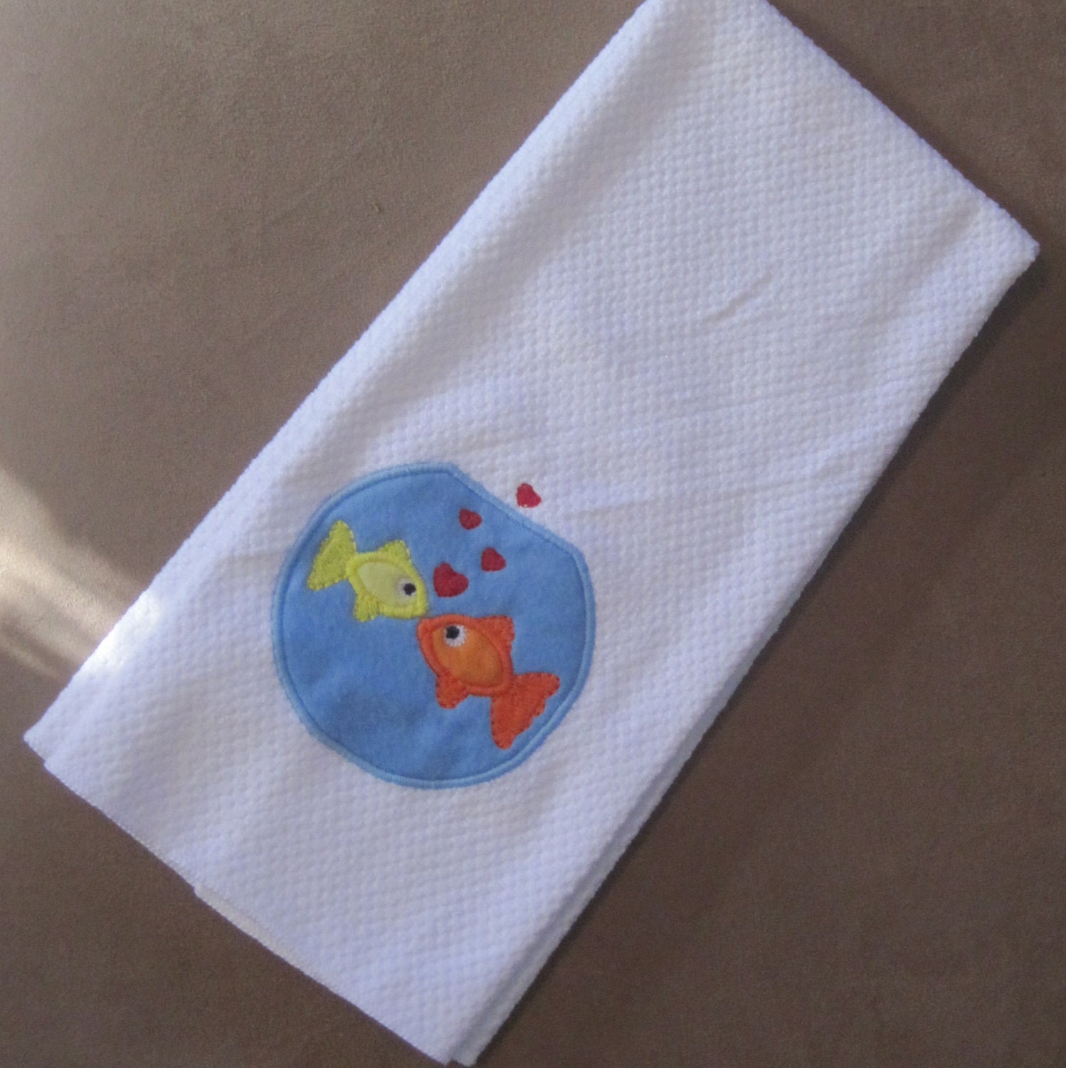 Items similar to Fish Kiss Applique Dish Towel or CHOOSE your DESIGN on Etsy