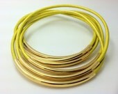 Metallic Mustard Leather Bangles, Bohemian Bracelets, Gypsy Bracelets, Stacked Bracelets