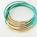 Mint Leather Bangle Bracelets with Silver or Gold tubes