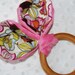 Organic Baby Teething Ring Retro Mod Flower Lime Rabbit Bunny Ear
