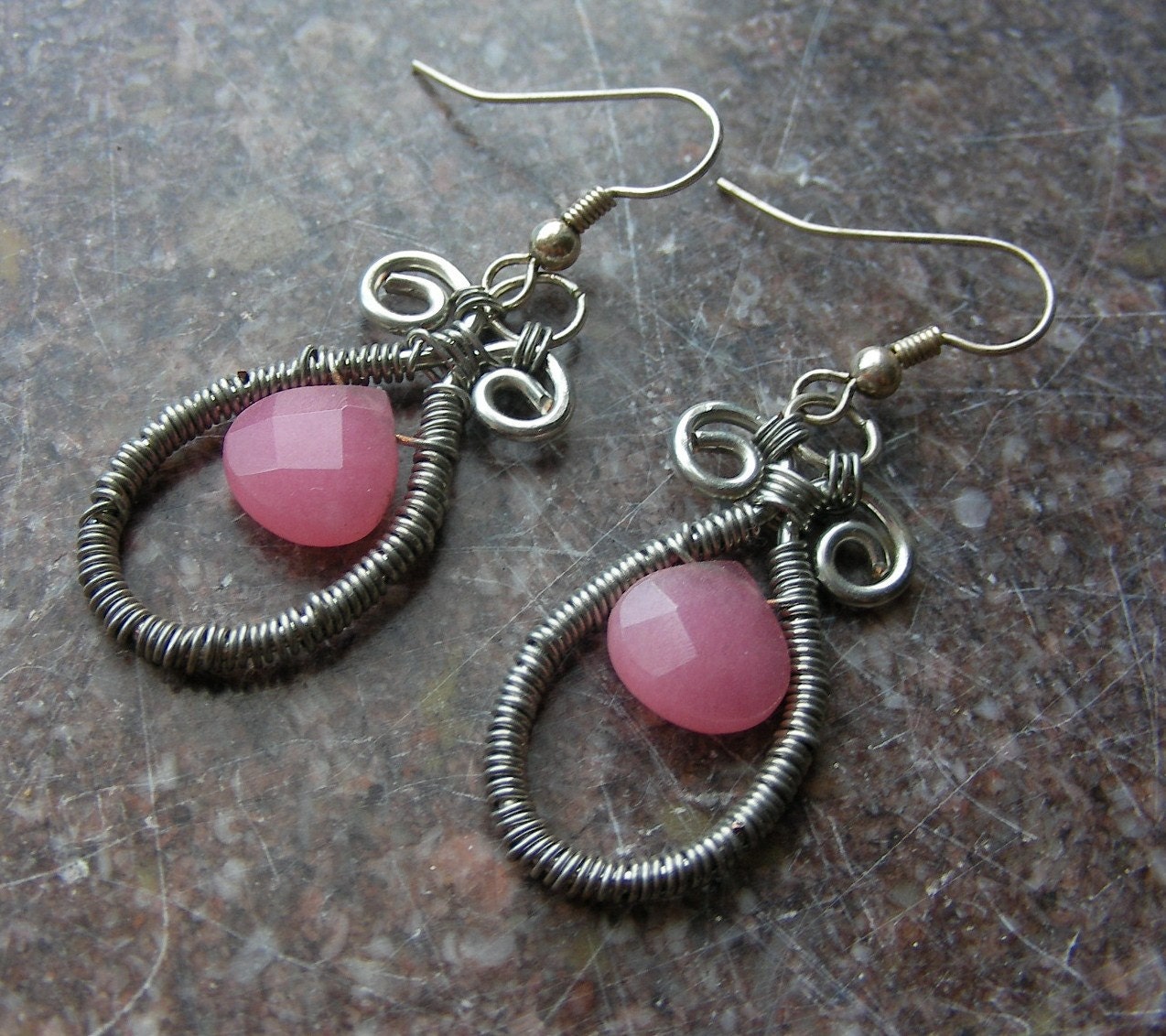 Pink Scroll Earrings