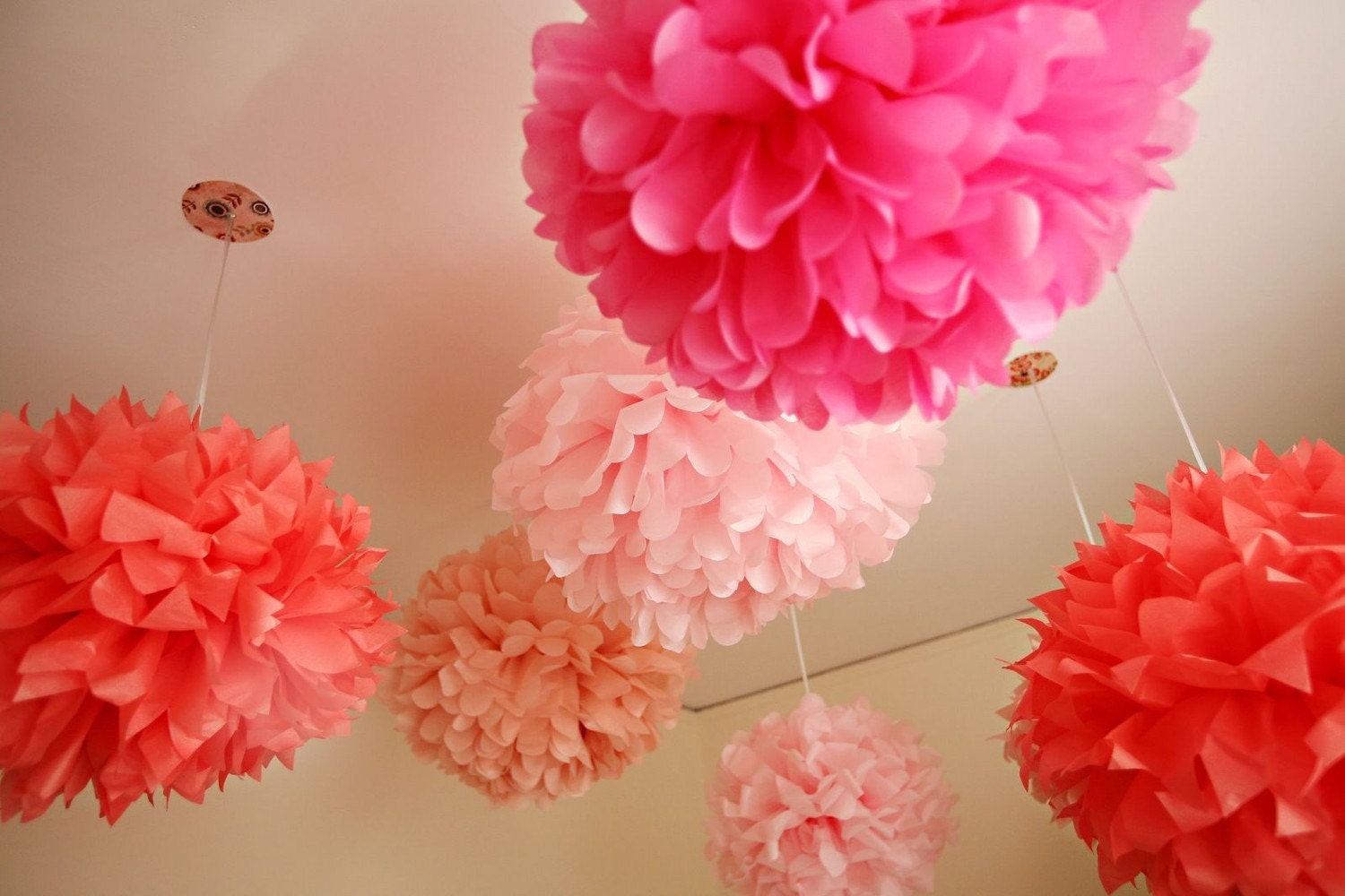 6 Tissue Poms- Your color choice- Sale