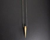 Largo- Antique Brass Spike on a Long Antiqued Brass Chain
