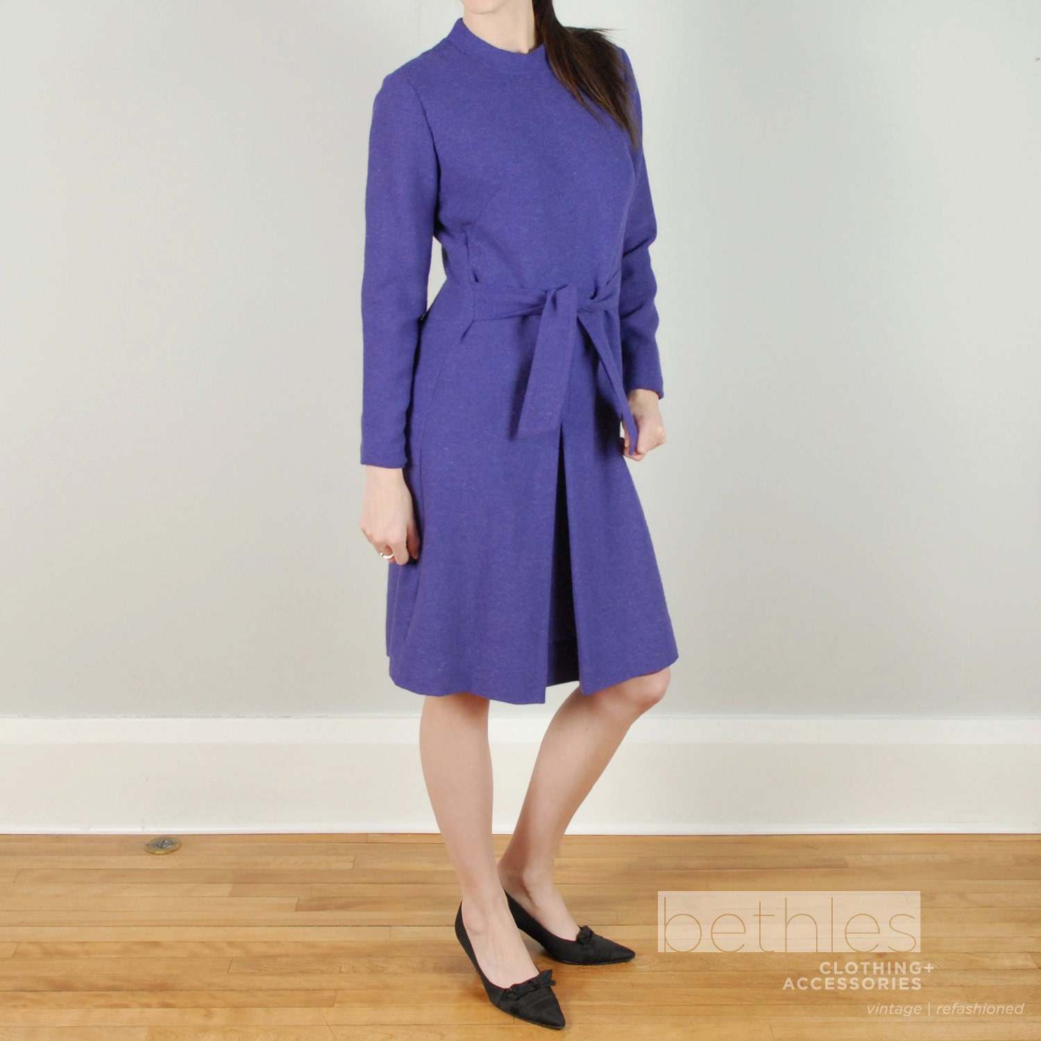 Purple Wool Dress Vintage 60s