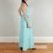 Blue Gingham Halter Dress Maxi Vintage 70s Summer Picnic Light Blue and White Plaid Sundress