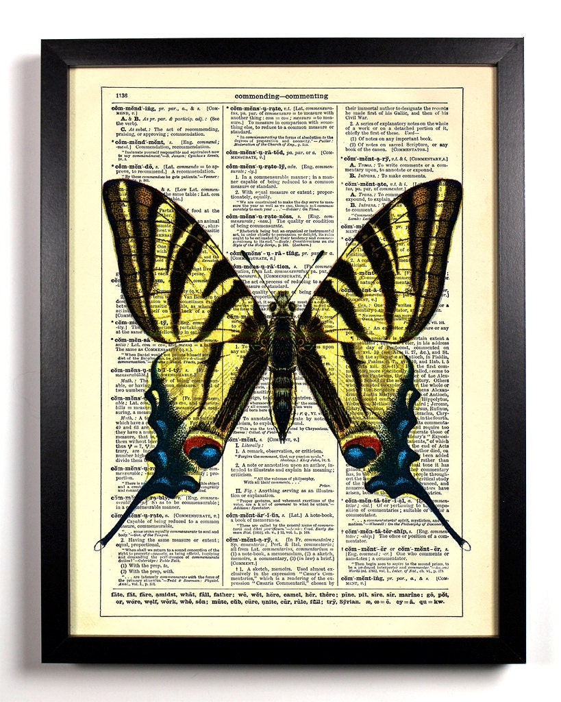 Zebra Butterfly Repurposed Book Upcycled Dictionary Art Vintage Book Print Recycled Vintage Dictionary Page Beautiful Buy 2 Get 1 FREE