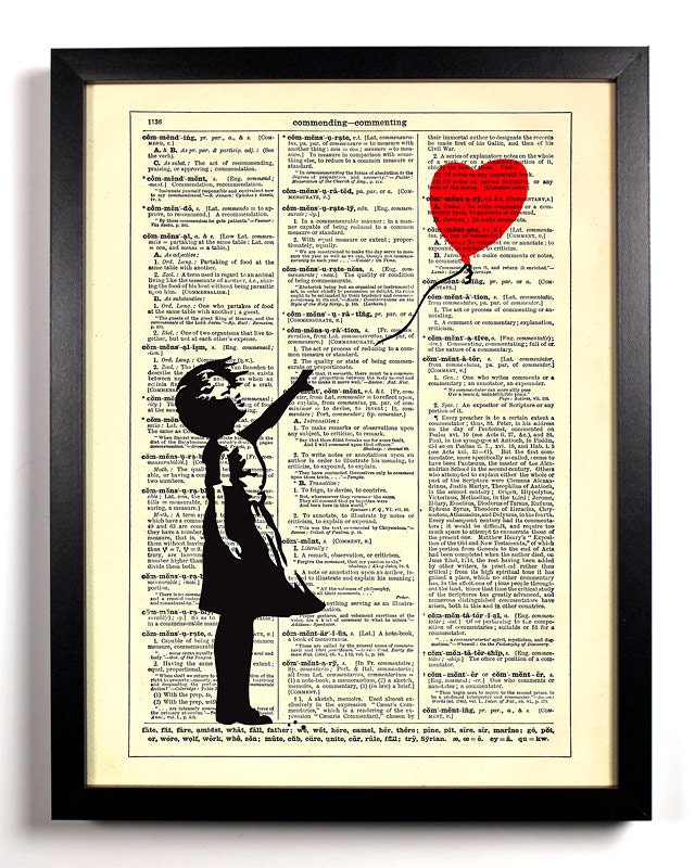 Banksy Balloon Girl Repurposed Book Upcycled Dictionary Art Vintage Book Print Recycled Vintage Dictionary Page Buy 2 Get 1 FREE