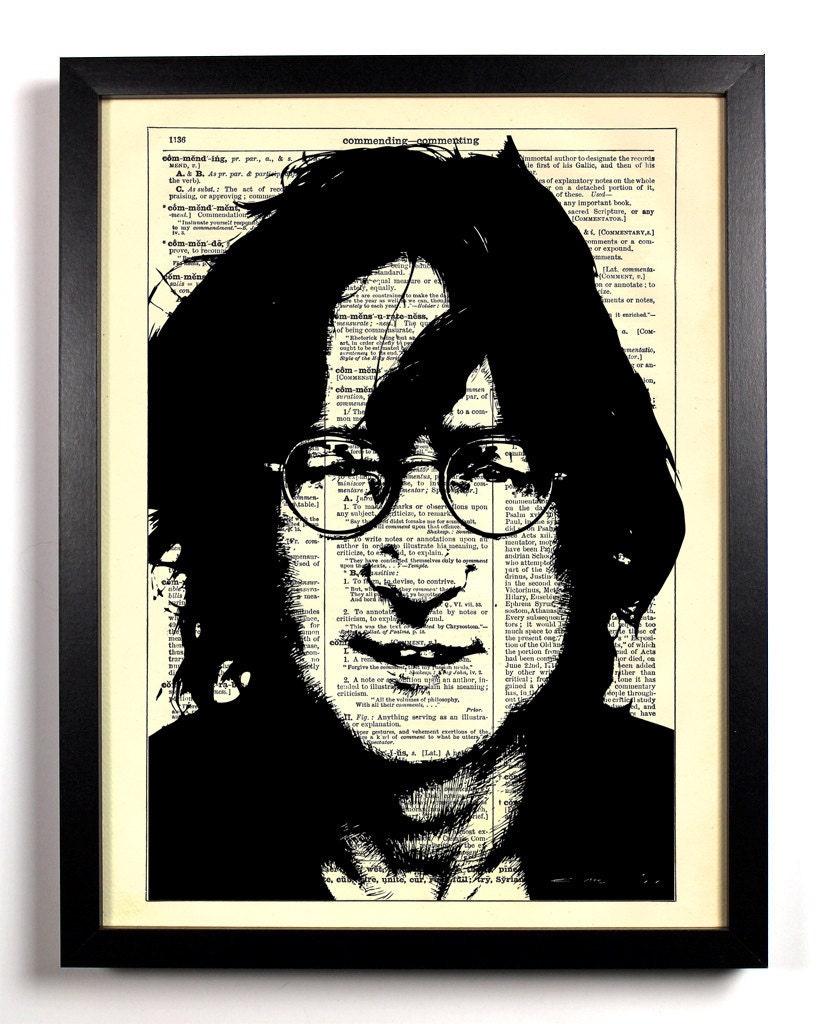 Imagine, John Lennon, Vintage Dictionary Print, 8 x 10
