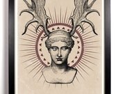 Aphrodite's Evil Twin Sister 8 x 10 Altered Engravings Art Print Upcycled Collage Antique Engravings Modified Buy 2 Get 1 FREE