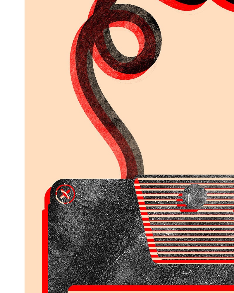 Old School Cassette Tape Love, Art Print, 8 x 10